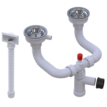 Slika Sifon za dvodelnu sudoperu KRUTI 2/1 sa prelivom F115 ISAFLEX (230 900)